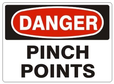 DANGER PINCH POINTS Sign - Choose 7 X 10 - 10 X 14, Pressure Sensitive Vinyl, Plastic or Aluminum.