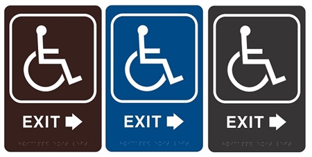 ADA Compliant, Wheelchair Accessible Exit Sign with Right Arrow - 9" X 6"