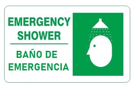 Bilingual, EMERGENCY SHOWER Sign - Choose 10 X 14 - 14 X 20, Self Adhesive Vinyl, Plastic or Aluminum.