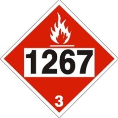 D.O.T. Placard 1267 Petroleum Crude Oil, Flammable Liquid, Class 3