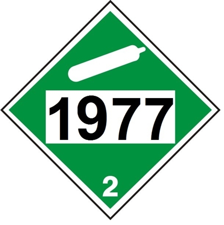 DOT PLACARD 1977, NITROGEN, Refrigerated Cryogenic Liquid, Non Flammable Gas, Class 2 - Choose from 4 Materials: Press On Vinyl, Rigid Plastic, Aluminum or Magnetic