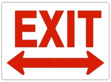 EXIT with Double Arrow Sign - Choose 7 X 10 - 10 X 14, Self Adhesive Vinyl, Plastic or Aluminum.