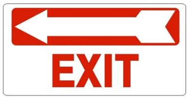 EXIT Arrow Left Sign - Available 6.5 X 14 Self Adhesive Vinyl, Plastic and Aluminum.