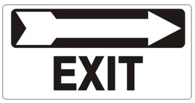 EXIT Directional Arrow Right Sign - Available 6.5 X 14 Self Adhesive Vinyl, Plastic and Aluminum.
