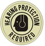 HEARING PROTECTION REQUIRED (GLOW in the Dark) Walk On 17 inch diameter, floor decal