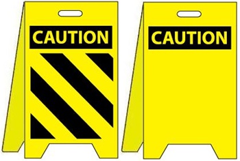 Caution Floor Stand With Warning Stripes / Caution Blank - Reversible Two Sided Flood Stands