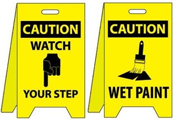 Caution Watch Your Step/Wet Paint - Two Sided Flood Stand Sign