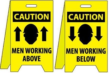 Caution Men Working Above/Men Working Below - Reversible Two Sided Flood Stands