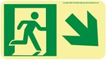 Down and Right Directional Glow Sign - 4-1/2 X 8 - Flexible pressure sensitive polyester or Rigid plastic