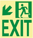 Down and Left Wall Mounted Glow Sign - 9 X 8 - Flexible pressure sensitive polyester or Rigid plastic
