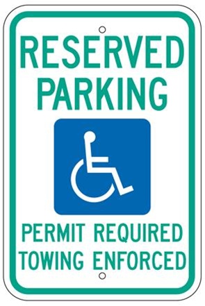 Arkansas State Specific, Reserved Handicapped Parking Signs, Permit Required, Towing Enforced - 12 X 18 - Type I Reflective on .80 Aluminum, Top and Bottom mounting holes