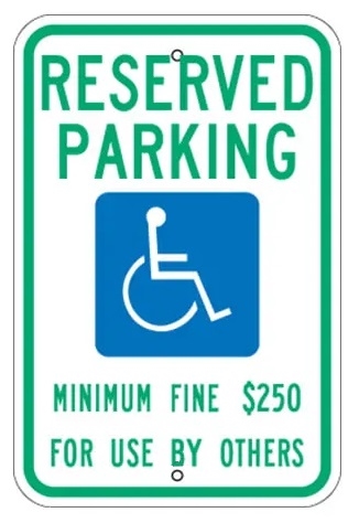 NEVADA STATE SPECIFIED HANDICAPPED PARKING Sign - 12 X 18 - Type I Reflective on .80 Aluminum, Top and Bottom mounting holes