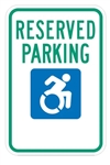 NEW YORK STATE SPECIFIED HANDICAPPED PARKING Sign - 18 X 12 - Type I Reflective on .80 Aluminum, Top and Bottom mounting holes