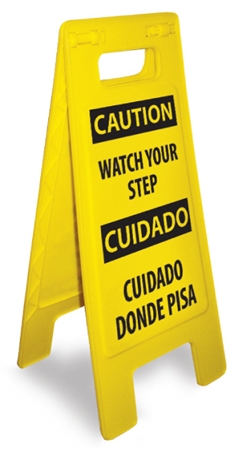 Caution Watch Your Step - Bilingual - Heavy Duty Two Sided Flood Stand Sign