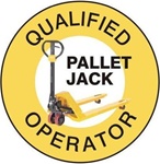 Qualified Pallet Jack Operator Hard Hat Labels are constructed from Durable, Pressure Sensitive or Reflective Vinyl, Sold 25 per pack
