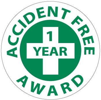 Accident Free Award 1 Year - Lock it Out - Hard Hat Labels are constructed from Durable, Pressure Sensitive Vinyl, Sold 25 per pack