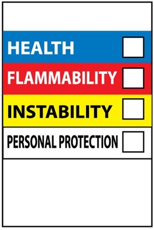 Hazardous Material Communication Label - Health, Flammability, Instability and Personal Protection 6 X 4 Sold 10 per Pack