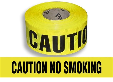 Caution No Smoking - Barricade Tape - 3 in. X 1000 ft. Rolls - Durable 3 mil Polyethylene