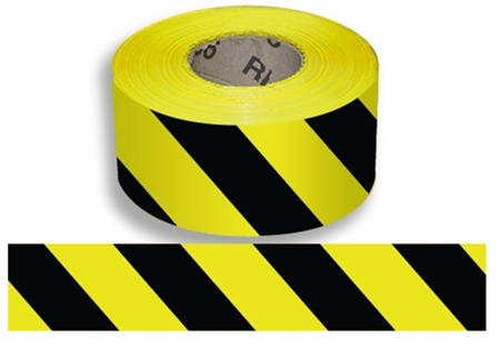 Black & Yellow Striped Barricade Tape - 3 in. X 1000 ft. lengths - 3 Mil Durable Polyethylene