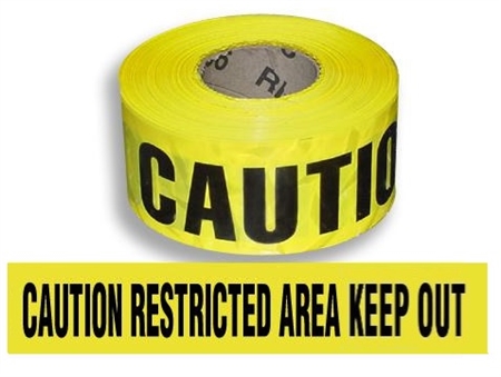 Caution Restricted Area Keep Out Barricade Tape - 3 in. X 1000 ft. Rolls - Durable 3 mil Polyethylene