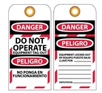 DANGER DO NOT OPERATE EQUIPMENT TAG-OUT - Bilingual Lockout Tags