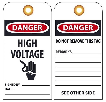 DANGER HIGH VOLTAGE (w/Graphic) Accident Prevention Tags