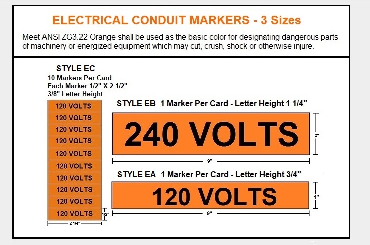 Single Phase Voltage & Conduit MarkersStickersDecalsLabels Electrical 