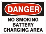DANGER NO SMOKING, BATTERY CHARGING AREA Signs - Choose 7 X 10 - 10 X 14, Pressure Sensitive Vinyl, Plastic or Aluminum