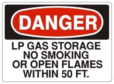 Danger Sign LP Gas Storage No Smoking or Flames in 50 FT 10"x14" OSHA Sign 