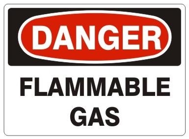 DANGER FLAMMABLE GAS Sign - Choose 7 X 10 - 10 X 14, Pressure Sensitive Vinyl, Plastic or Aluminum