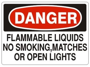 14 Width x 10 Height Pressure Sensitive Vinyl Black/Red On White DANGER NO SMOKING MATCHES OR OPEN FLAMES NMC D217PB OSHA Sign 