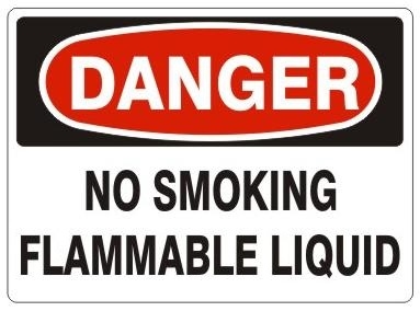 DANGER NO SMOKING FLAMMABLE LIQUID Sign - Choose 7 X 10 - 10 X 14, Pressure Sensitive Vinyl, Plastic or Aluminum