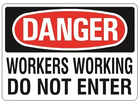 Danger men working above sticker water & fade proof safety oh&s 7 year vinyl 