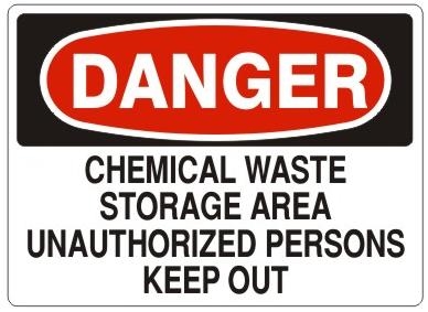 OSHA DANGER CHEMICAL WASTE STORAGE AREAAdhesive Vinyl Sign Decal 
