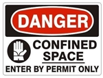 DANGER CONFINED SPACE ENTER BY PERMIT ONLY (w/graphic) Sign - Choose 7 X 10 - 10 X 14, Pressure Sensitive Vinyl, Plastic or Aluminum.