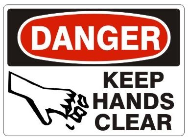 Danger Keep Hands Clear Polypropylene Sign Safety Warning 300x225mm 