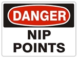 DANGER NIP POINTS Sign - Choose 7 X 10 - 10 X 14, Pressure Sensitive Vinyl, Plastic or Aluminum.