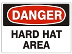 DANGER HARD HAT AREA Sign - Choose 7 X 10 - 10 X 14, Pressure Sensitive Vinyl, Plastic or Aluminum.