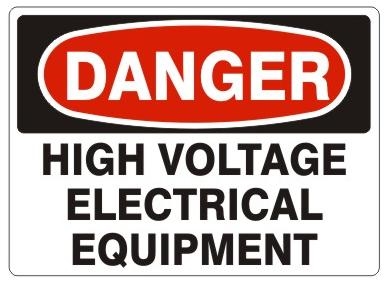 DANGER HIGH VOLTAGE ELECTRICAL EQUIPMENT Sign - Choose 7 X 10 - 10 X 14, Pressure Sensitive Vinyl, Plastic or Aluminum.