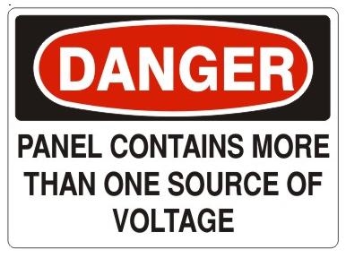 DANGER PANEL CONTAINS MORE THAN ONE SOURCE OF VOLTAGE Sign - Choose 7 X 10 - 10 X 14, Self Adhesive Vinyl, Plastic or Aluminum.