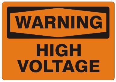 WARNING (Header) HIGH VOLTAGE Sign - Choose 7 X 10 - 10 X 14, Self Adhesive Vinyl, Plastic or Aluminum.