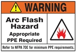 WARNING ARC FLASH HAZARD APPROPRIATE PPE REQUIRED Sign - Choose 7 X 10 - 10 X 14, Self Adhesive Vinyl, Plastic or Aluminum.