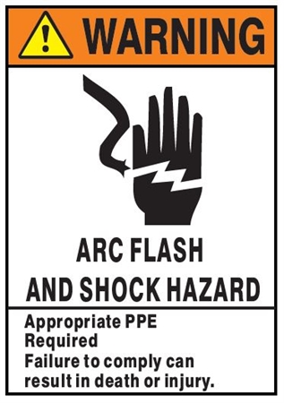 WARNING ARC FLASH AND SHOCK HAZARD Signs and Decals - Choose 7 X 10 - 10 X 14, Self Adhesive Vinyl, Plastic or Aluminum.