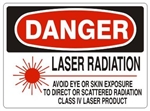 Danger Laser Radiation Avoid Eye and Skin Exposure Sign - Choose 7 X 10 - 10 X 14, Self Adhesive Vinyl, Plastic or Aluminum.