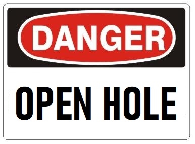 DANGER OPEN MAN HOLE METAL SIGN SAFETY WORK BUILDING SITE SIZES AVAILABLE 