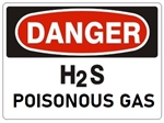 DANGER H2S POISONOUS GAS Sign - Choose 7 X 10 - 10 X 14, Self Adhesive Vinyl, Plastic or Aluminum.