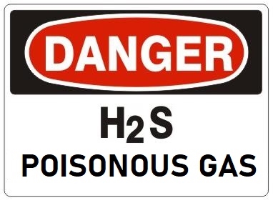 DANGER H2S POISONOUS GAS Sign - Choose 7 X 10 - 10 X 14, Self Adhesive Vinyl, Plastic or Aluminum.