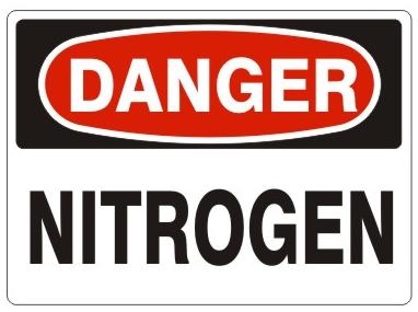 DANGER NITROGEN Sign - Choose 7 X 10 - 10 X 14, Self Adhesive Vinyl, Plastic or Aluminum.