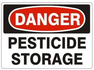 DANGER PESTICIDE STORAGE Sign, Choose 7 X 10 - 10 X 14, Self Adhesive Vinyl, Plastic or Aluminum.