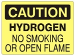 CAUTION HYDROGEN NO SMOKING OR OPEN FLAME Sign - Choose 7 X 10 - 10 X 14, Self Adhesive Vinyl, Plastic or Aluminum.